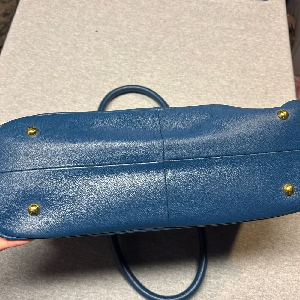 Joy & Iman Blue Joy & Iman Leather Satchel - Picture 6 of 11